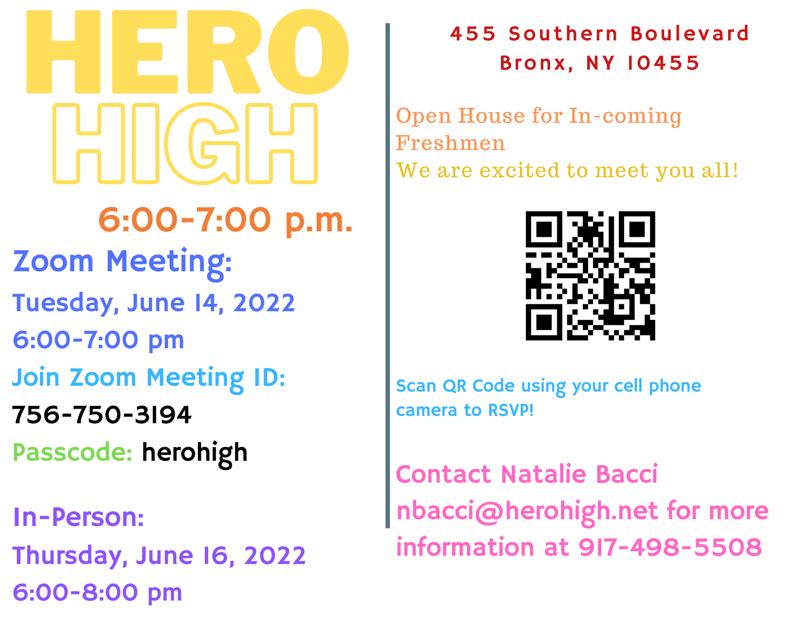HERO High Freshmen Open House Flyer 2022